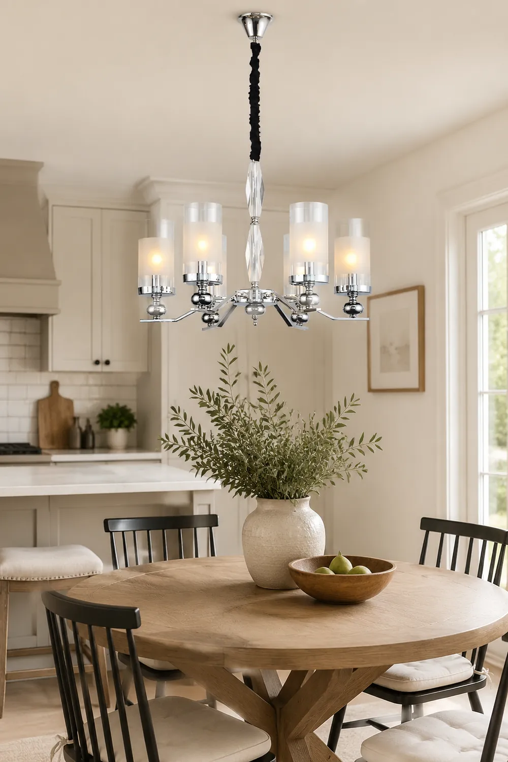 Alessio Retro Silver Metal/Glass Chandelier/Wall Lamp, Living Room - Lumpaz