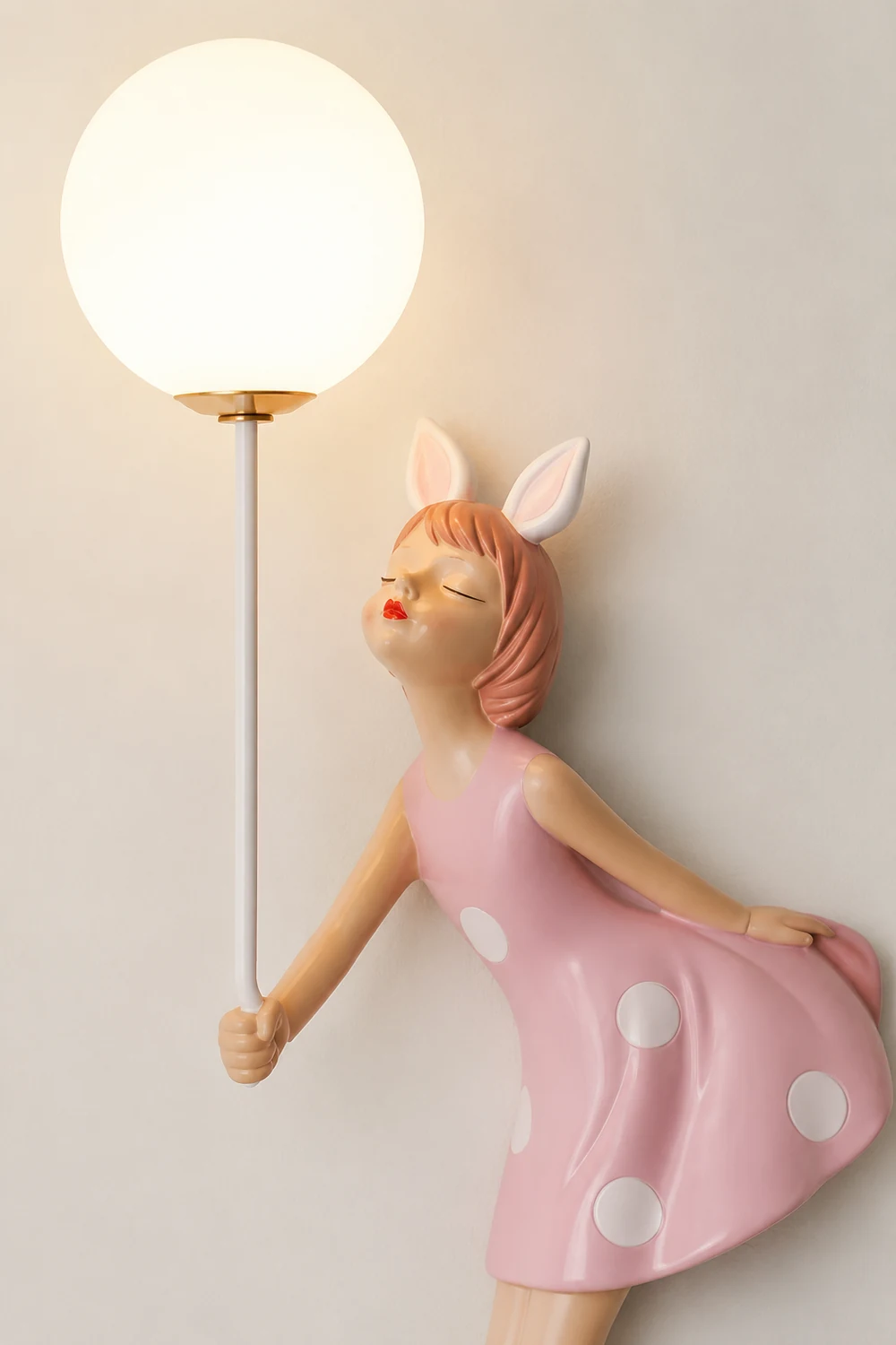 Minori Modern Balloon/Girl Shape Acrylic Pink Wall Lamp - Lumpaz