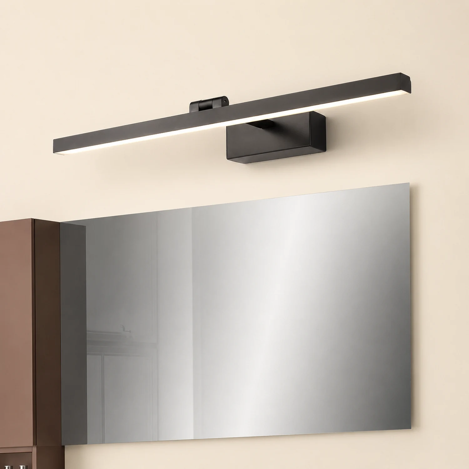 Edge Wall Lamp Linear Mirror Front Vanity, Black/White, Bathroom - Lumpaz