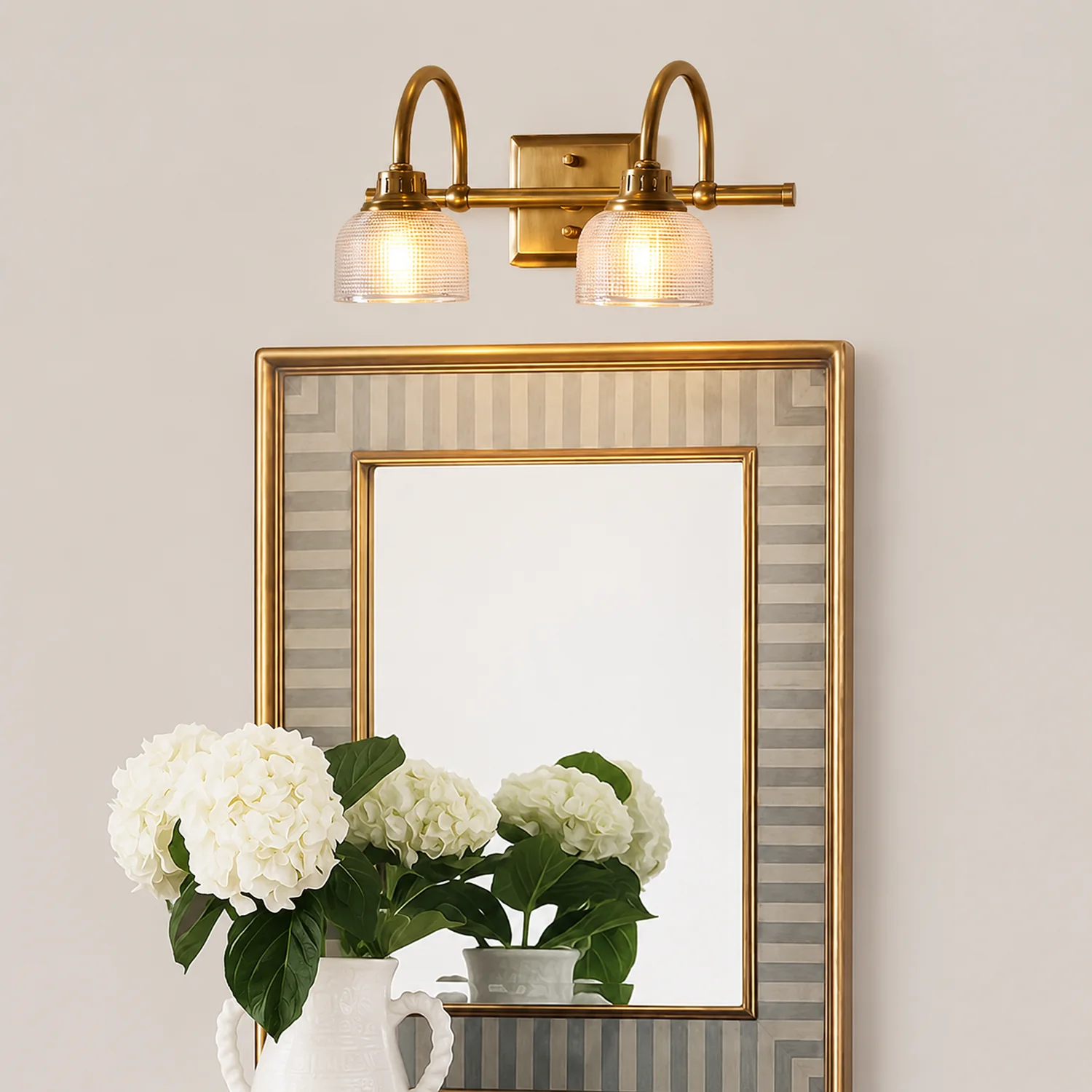 Alessio Vintage Bowl-shaped Metal/Glass Wall Lamps, Gold - Lumpaz