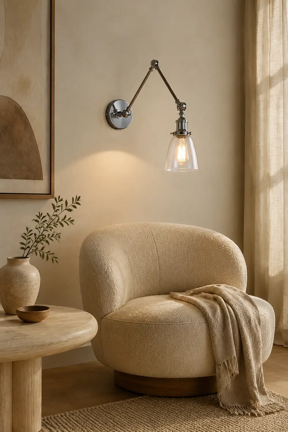 Alessio Wall Lamp Tapered, Modern, Glass/Metal Adjustable, 4 Color, Living Room - Lumpaz