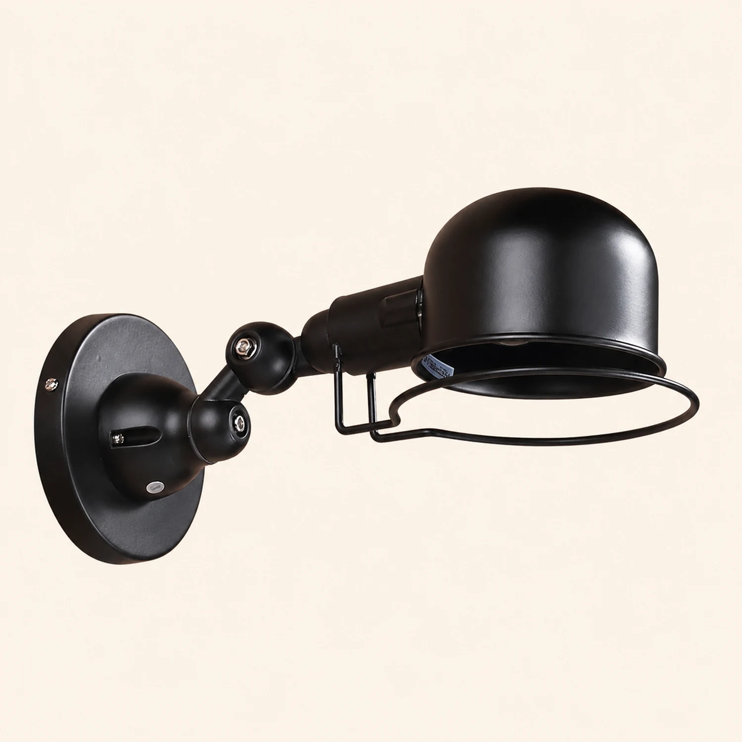 Alessio Wall Lamp Dome Retro, Adjustable Metal, Black, Living Room - Lumpaz