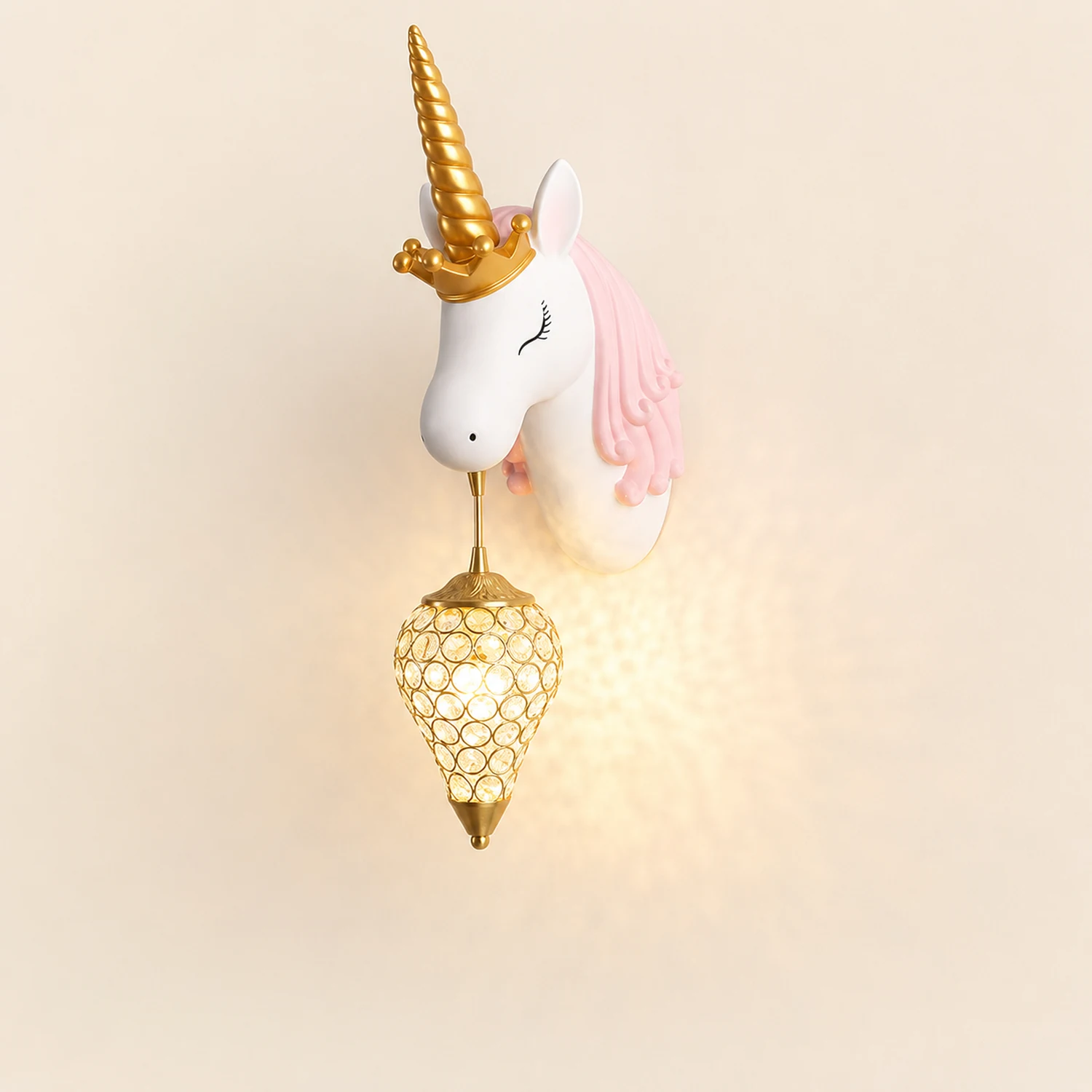 Minori Modern Unicorn/Strawberry Art Wall Lamp, Pink/Blue - Lumpaz