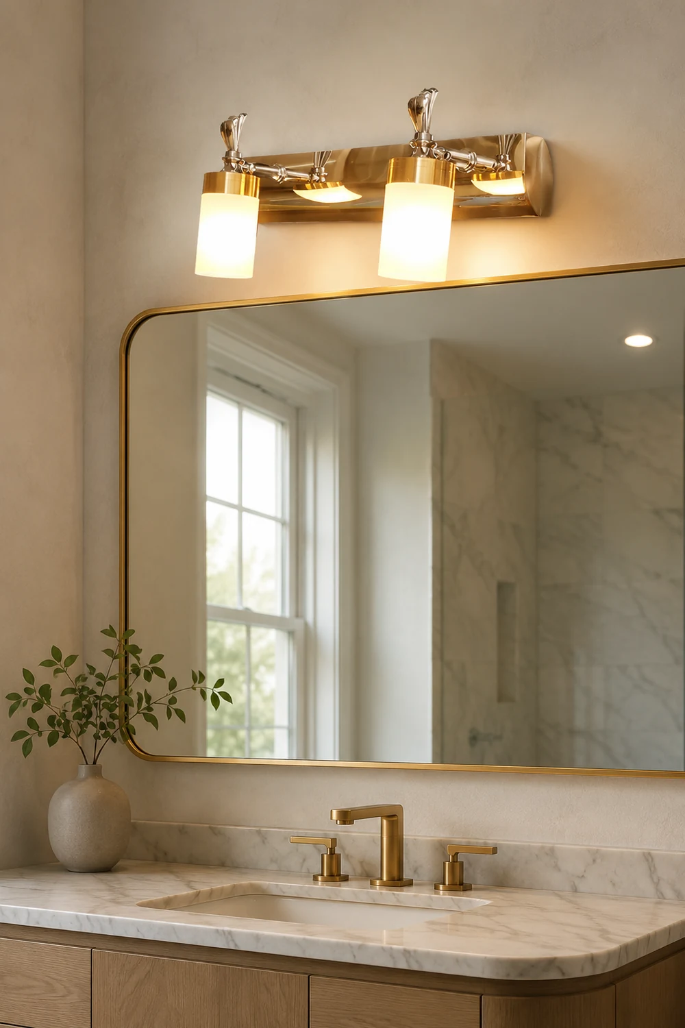 Leigh Modern Metal Vanity Wall Lamp, Gold, Bathroom, 2/3/4 Light - Lumpaz