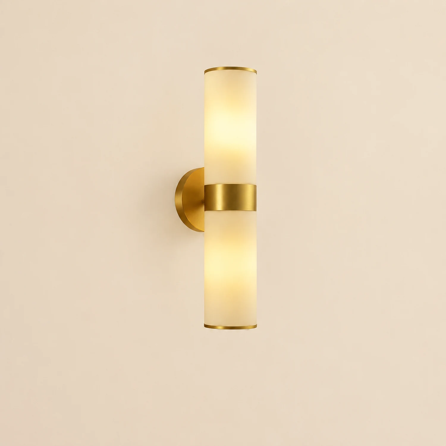 Leigh Vintage Cylinder Metal&Glass Bedside Lamp Wall Mounted, Brass - Lumpaz
