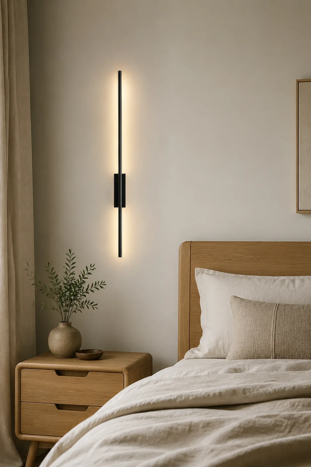 Edge Modern Linear Metal&Acrylic Bedroom Wall Lamp, Black/Brass - Lumpaz