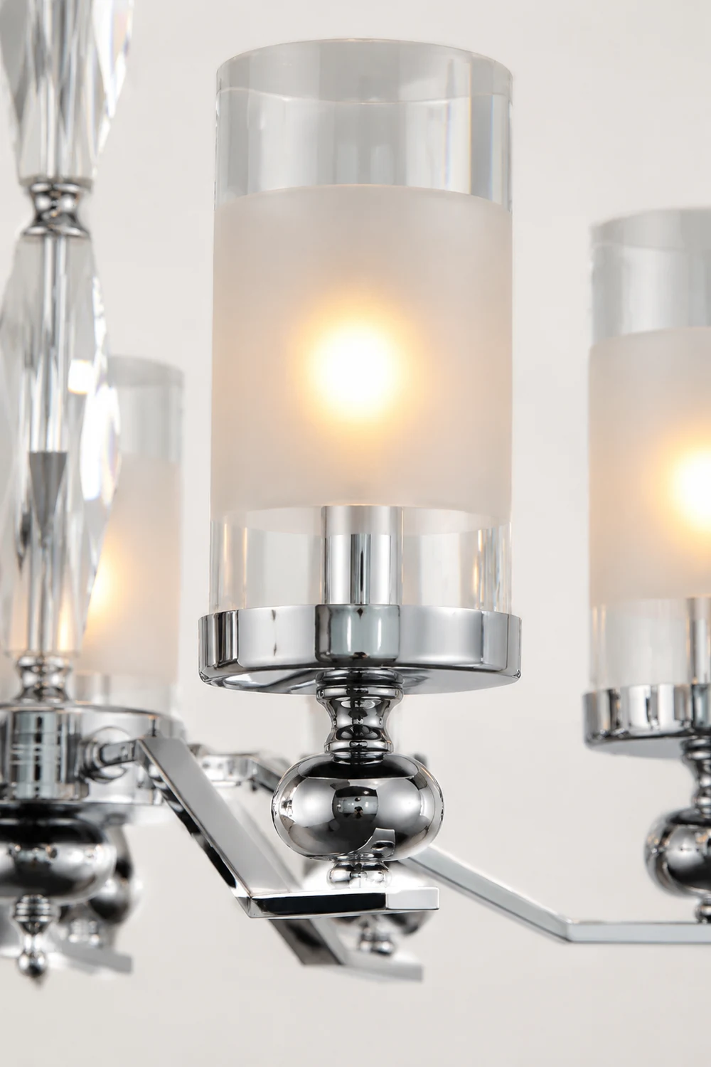 Alessio Retro Silver Metal/Glass Chandelier/Wall Lamp, Living Room - Lumpaz