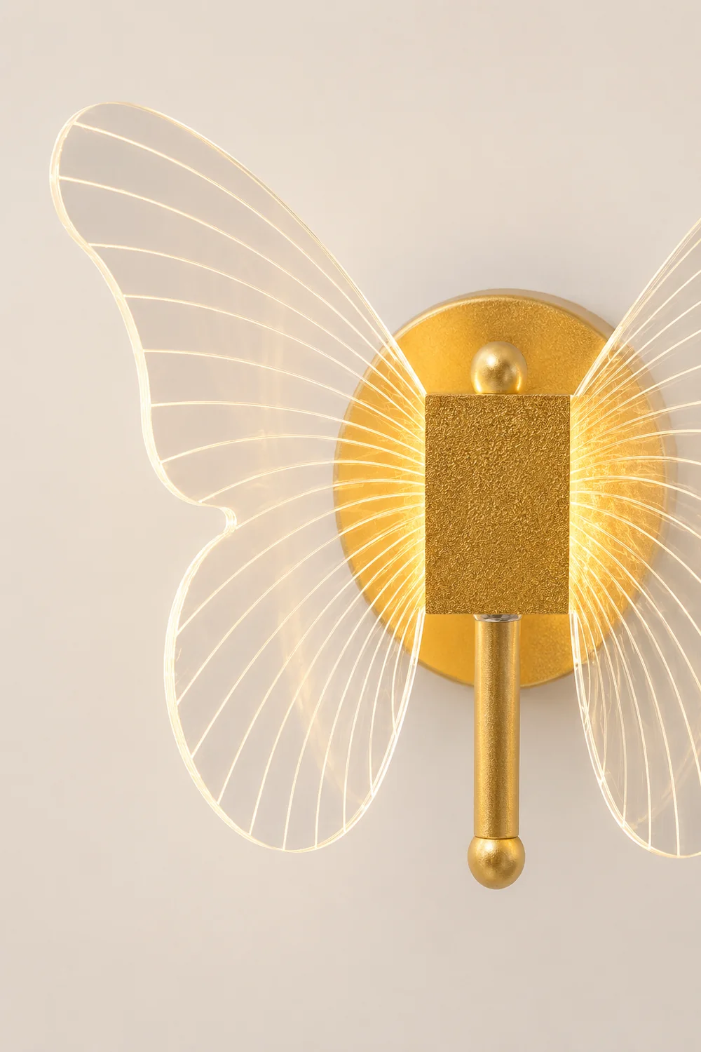 Kady Cute Butterfly Metal Wall Lamp, Gold - Lumpaz