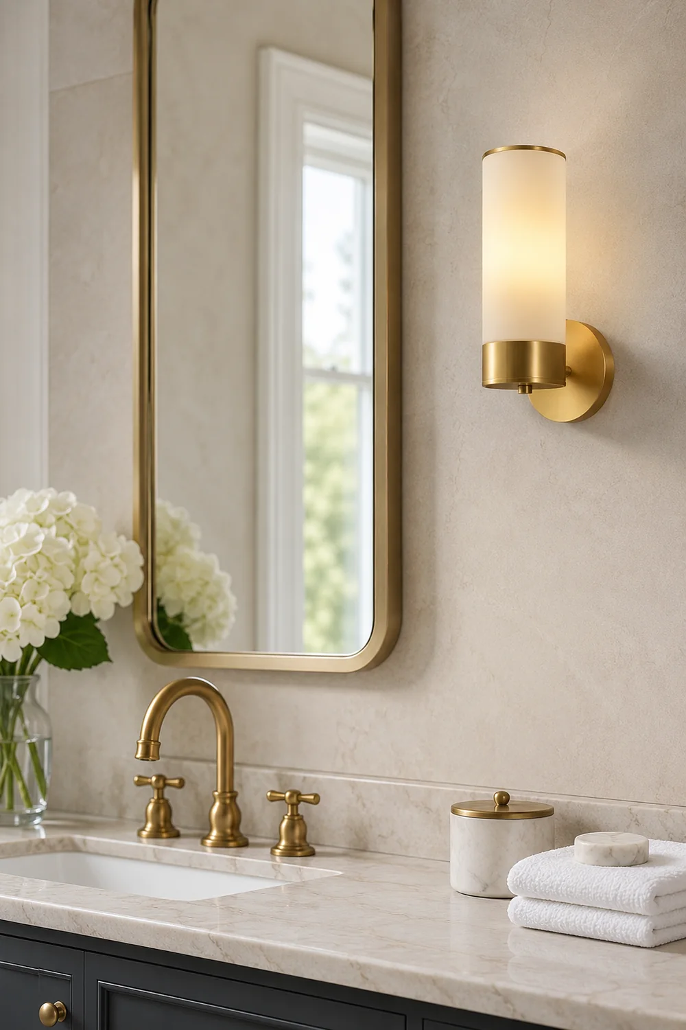 Leigh Vintage Cylinder Metal&Glass Bedside Lamp Wall Mounted, Brass - Lumpaz
