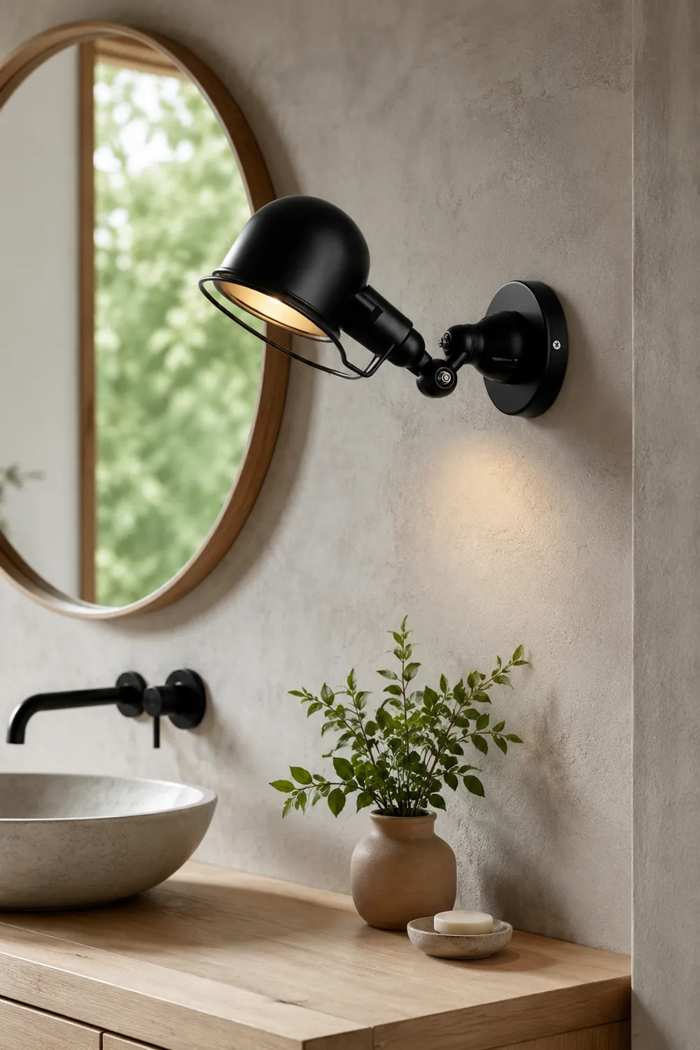 Alessio Wall Lamp Dome Retro, Adjustable Metal, Black, Living Room - Lumpaz