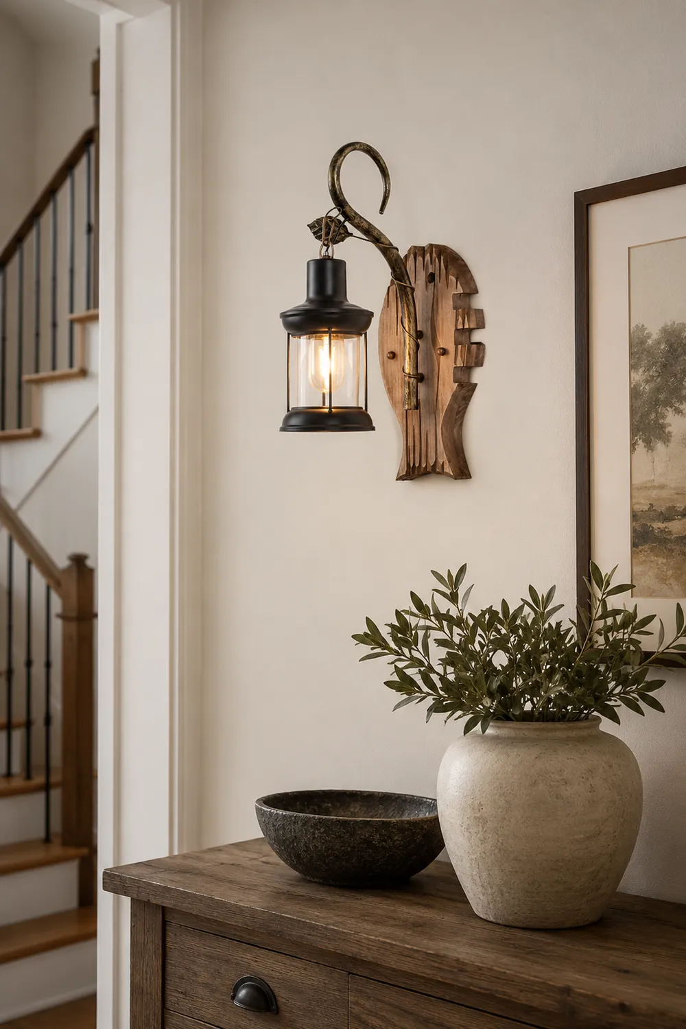 Austin Wall Lamp Fish Shape Vintage, Wood/Metal, Bedroom - Lumpaz
