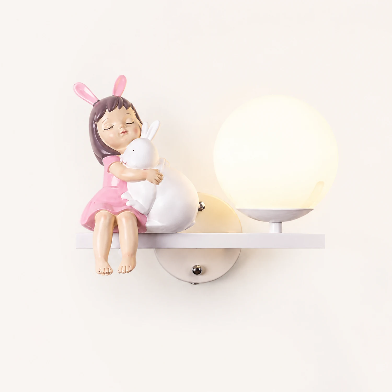 Minori Modern Metal/Glass Wall lamp, White & Pink - Lumpaz
