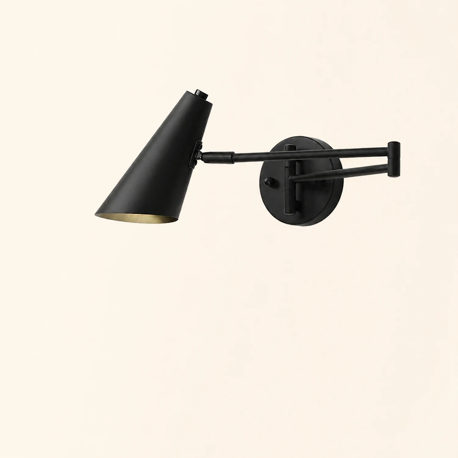 Freja Wall Lamp Cone Modern, Metal Adjustable, Black/Gold, Bedroom - Lumpaz