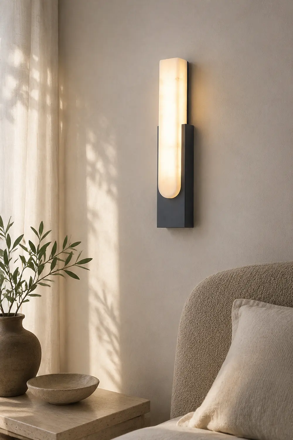 Chan Modern Rectangular Stone Metal Wall Lamp - Lumpaz