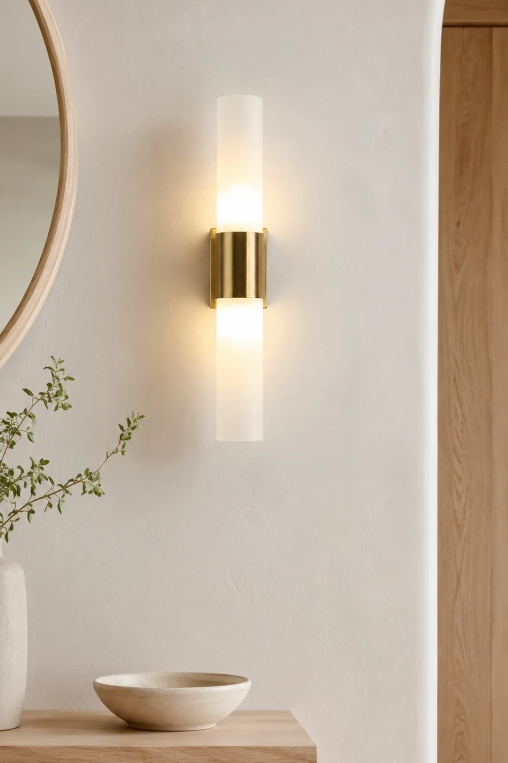 Leigh Modern Double Headed Metal Glass Vanity Wall Lamp,  Black/Gold - Lumpaz