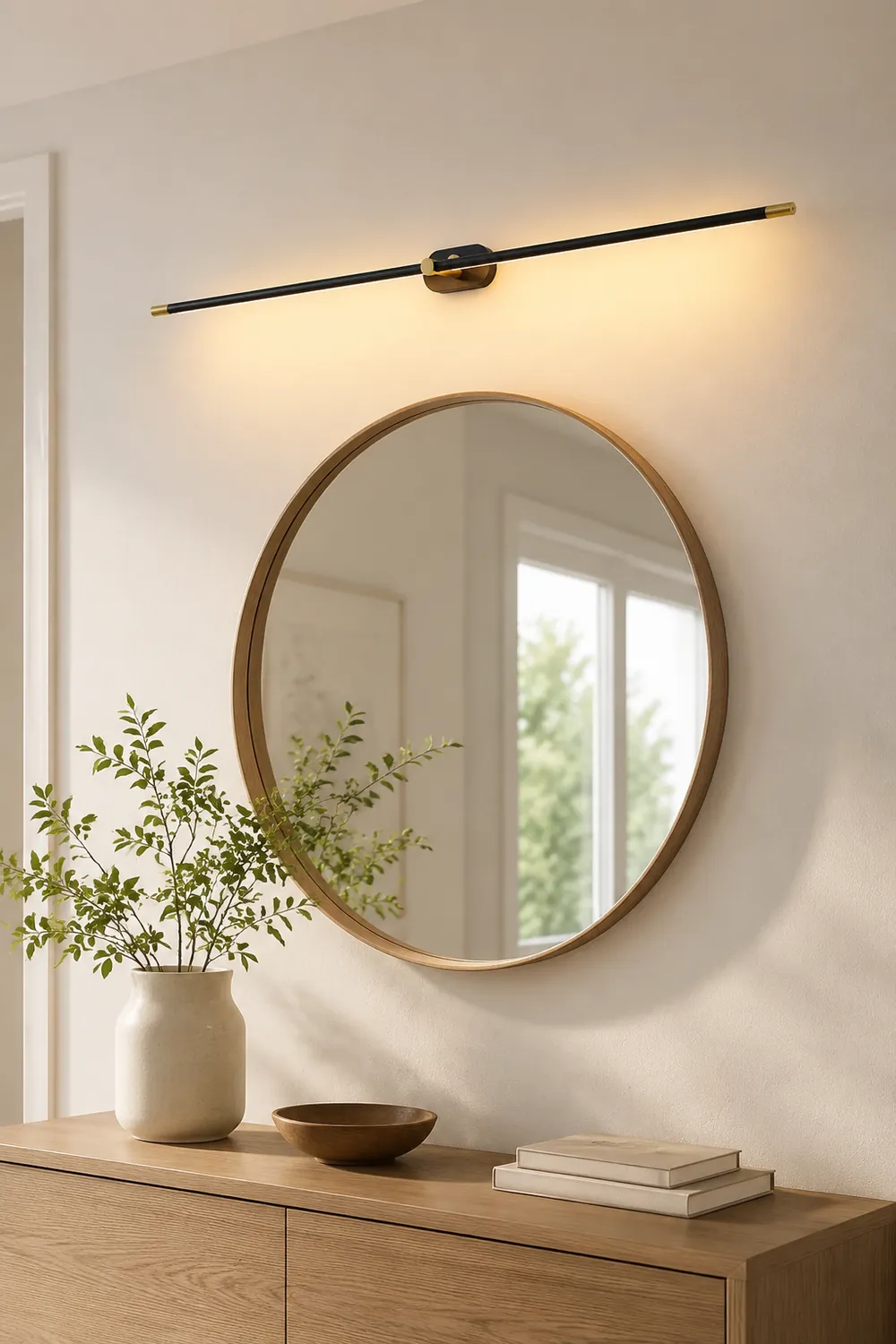 Leigh Minimalist Linear Metal/Acrylic Wall Lamp, White/Black/Gold - Lumpaz