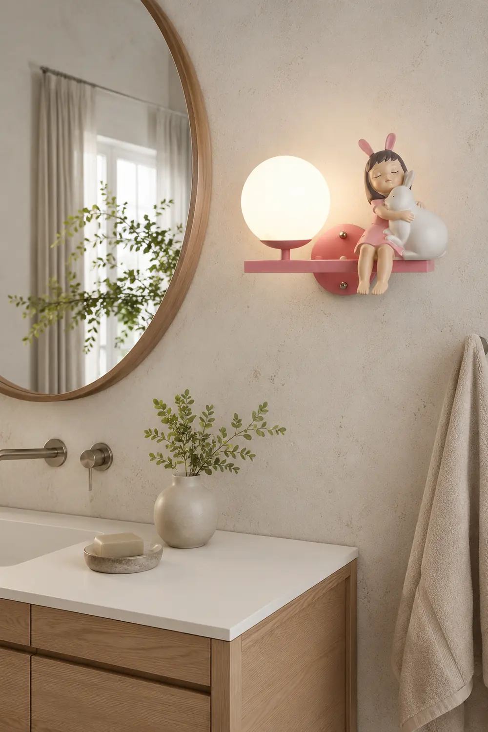 Minori Modern Metal/Glass Wall lamp, White & Pink - Lumpaz