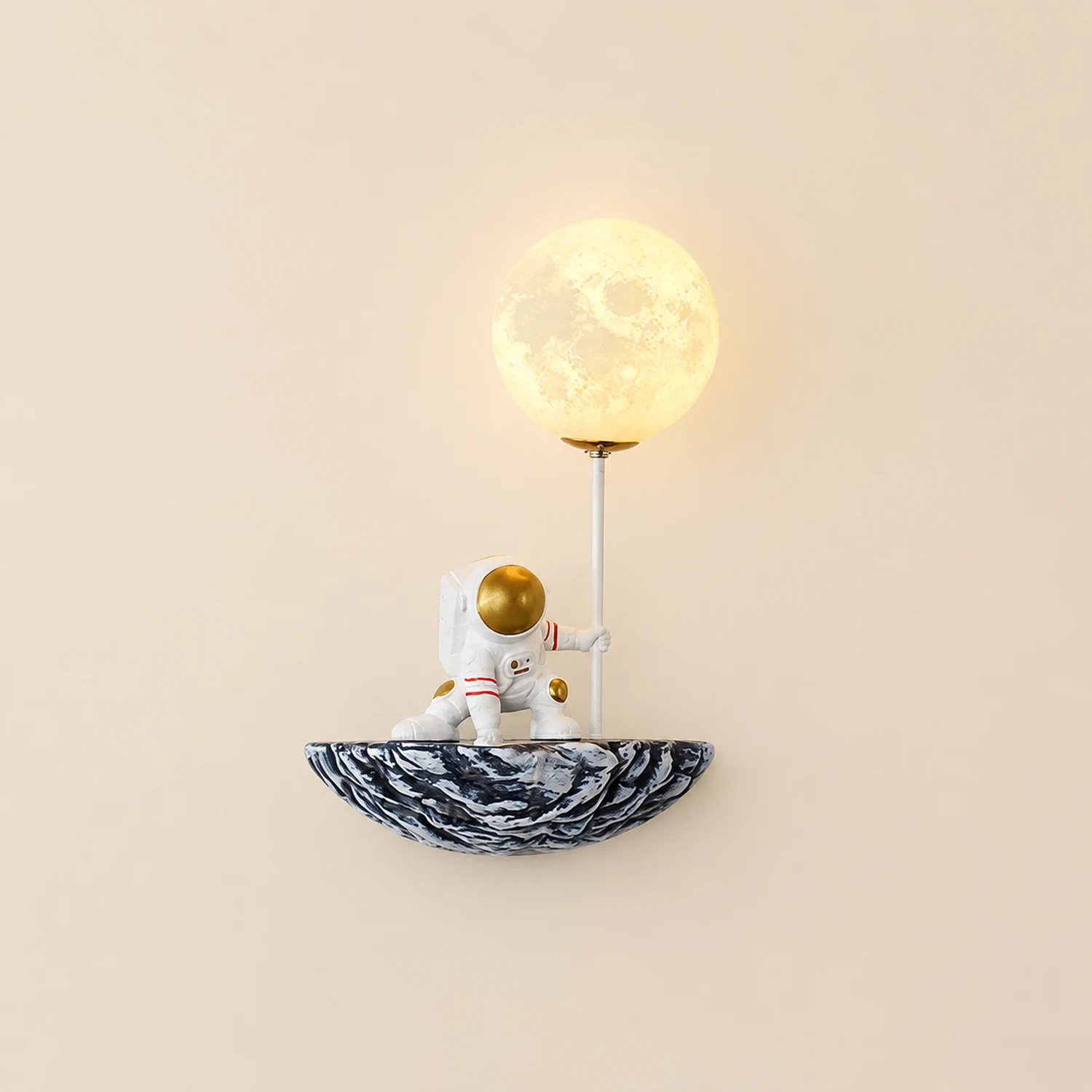 Fateh Decorative Astronaut Glass/Acrylic Wall Lamp, White/Blue-White - Lumpaz