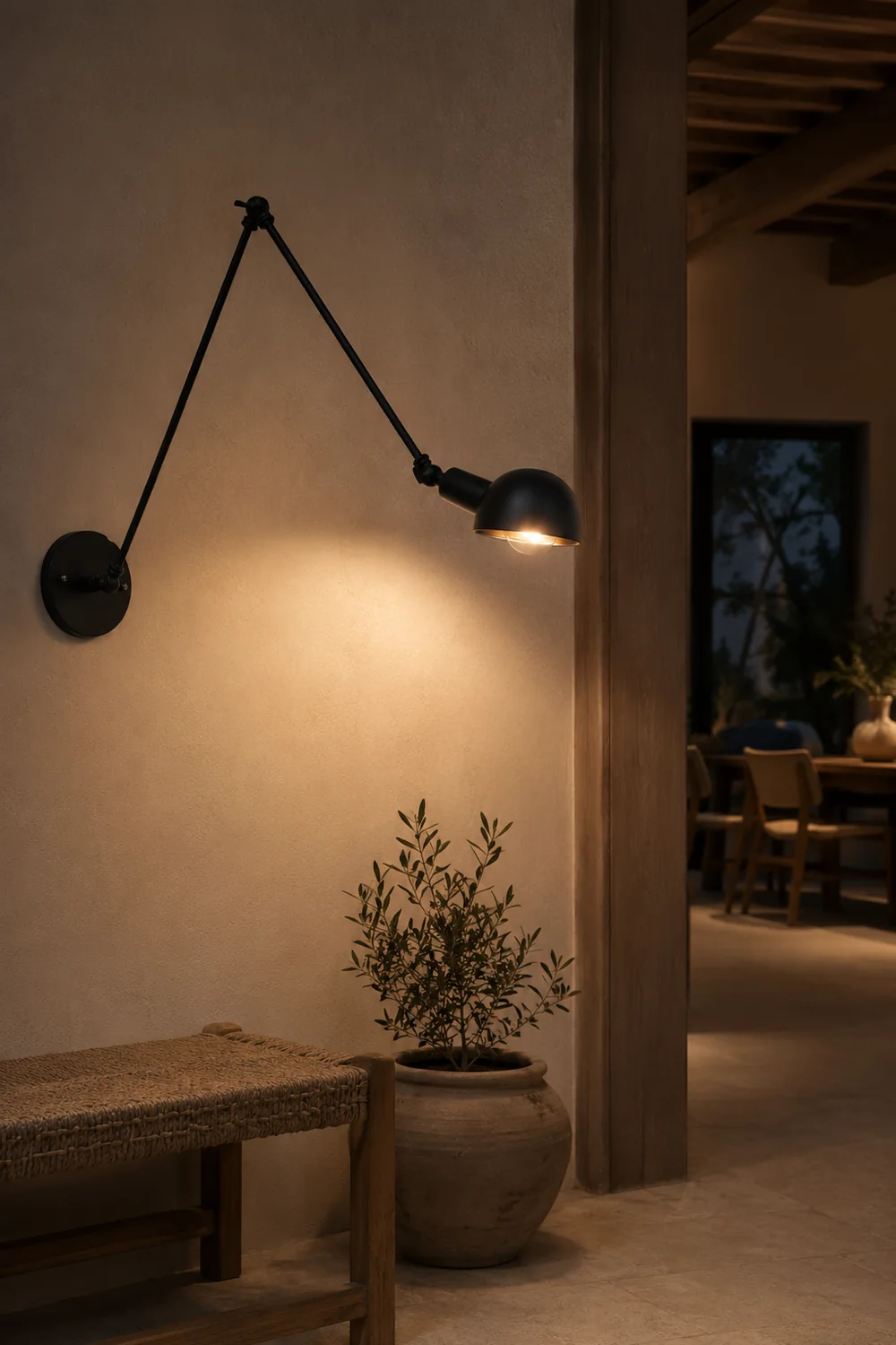 Brady Minimalist Adjustable Wall Lamp, Metal, Black, Bedroom - Lumpaz