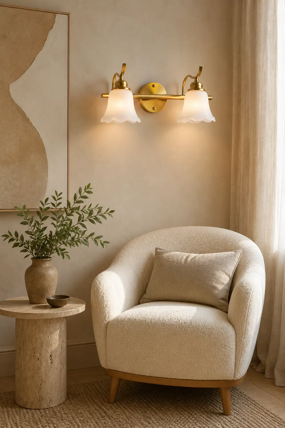 Félicie Vintage Flower Shaped Metal&Glass Lamp Wall, Gold - Lumpaz