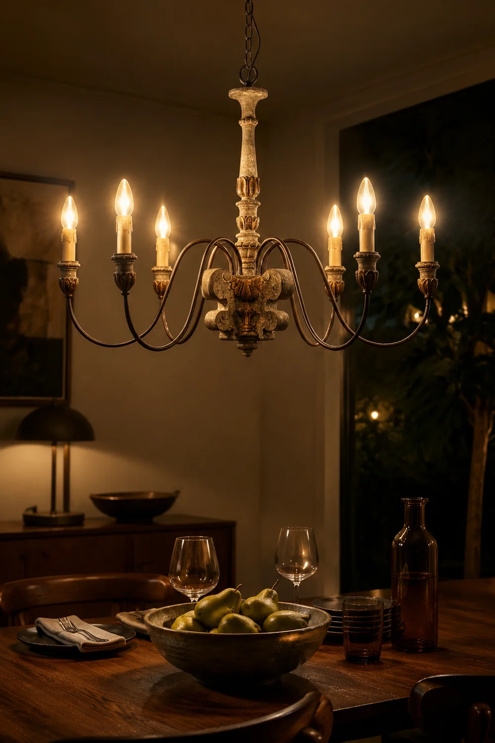 Silva Retro Design LED Chandelier Bronze Metal Living Room - Lumpaz