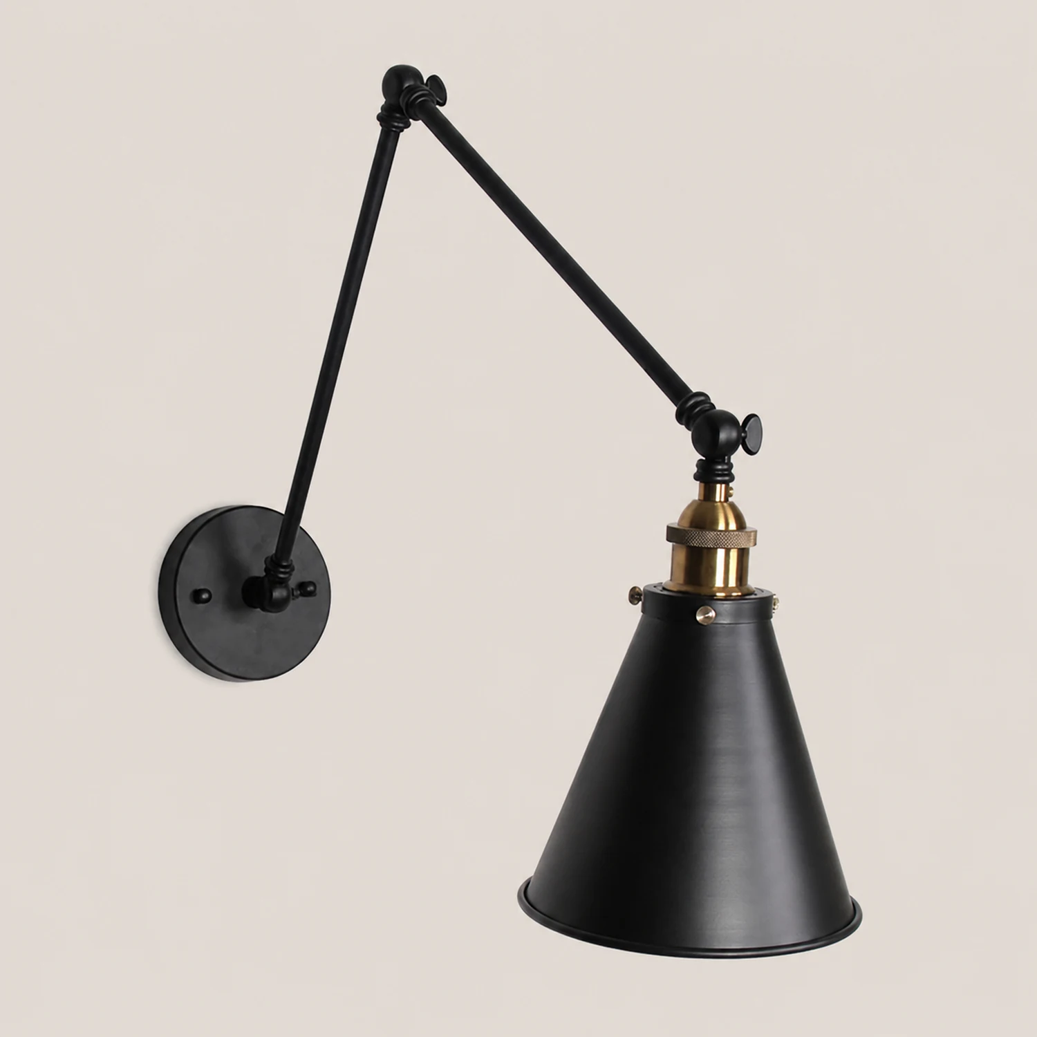 Brady Wall Lamp Minimalist, Tapered Adjustable Metal, 2-Color, Living Room - Lumpaz