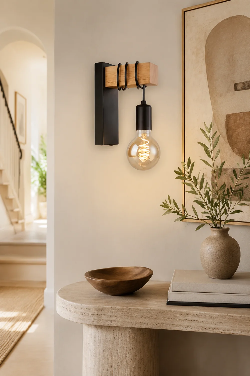 Alessio Wall Lamp Bulb Industrial, Metal, Black/White, Living Room - Lumpaz