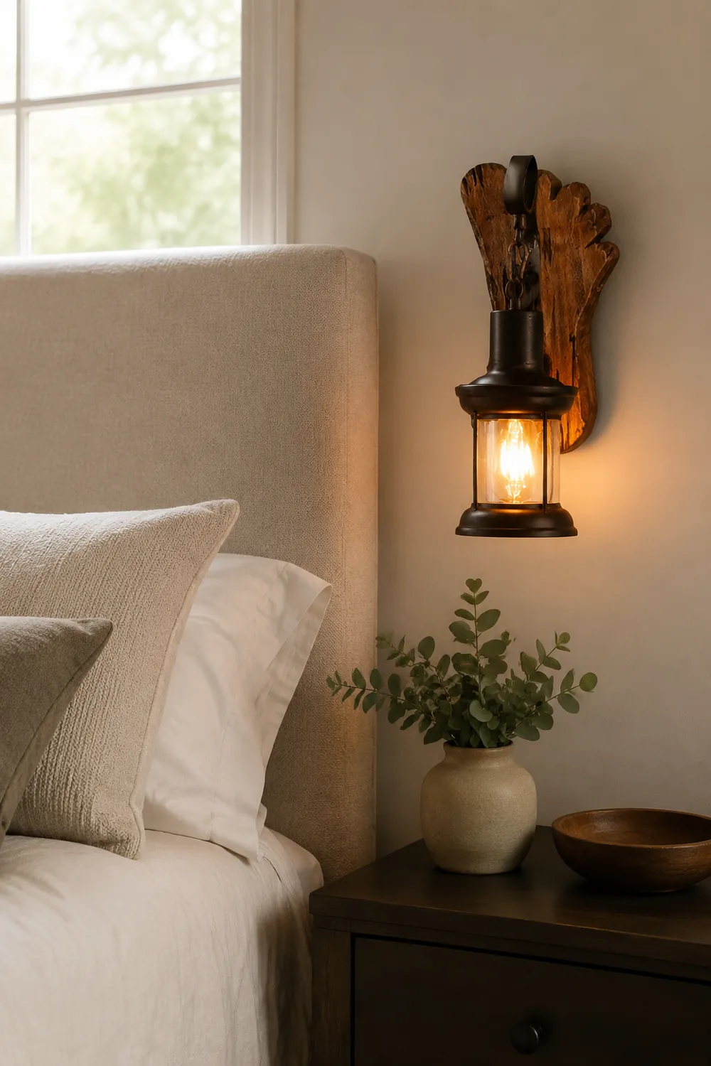 Austin Wall Lamp Foot Shape Vintage, Wood/Metal, Dining Room - Lumpaz