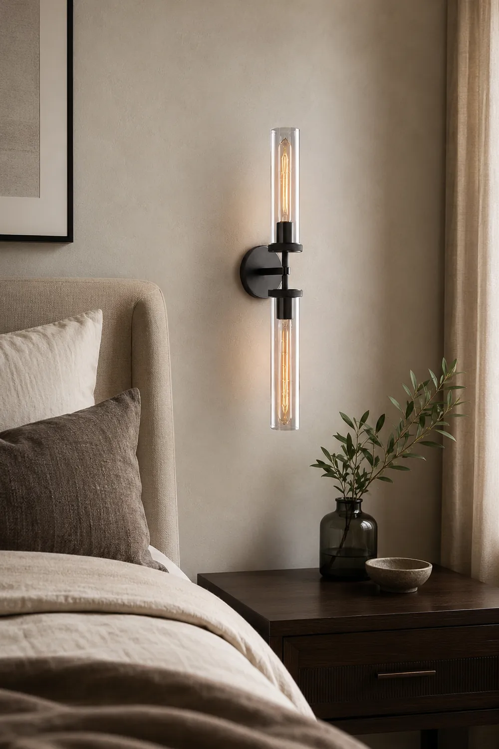 Leigh Modern Cylindrical Metal Led Wall Lamp, Black/Copper - Lumpaz