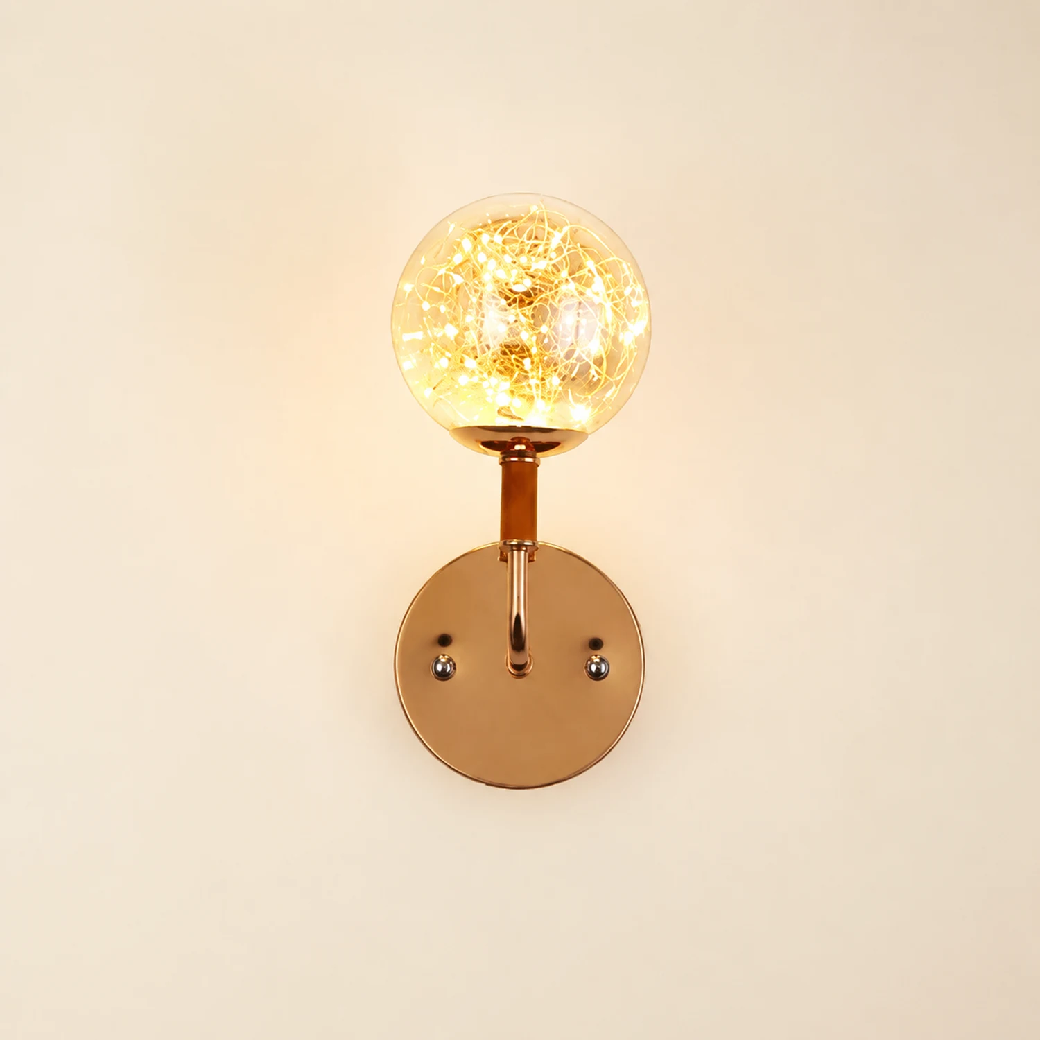 Valentina Wall Lamp Starry Globe Art Deco, Black/Gold, Bedroom - Lumpaz