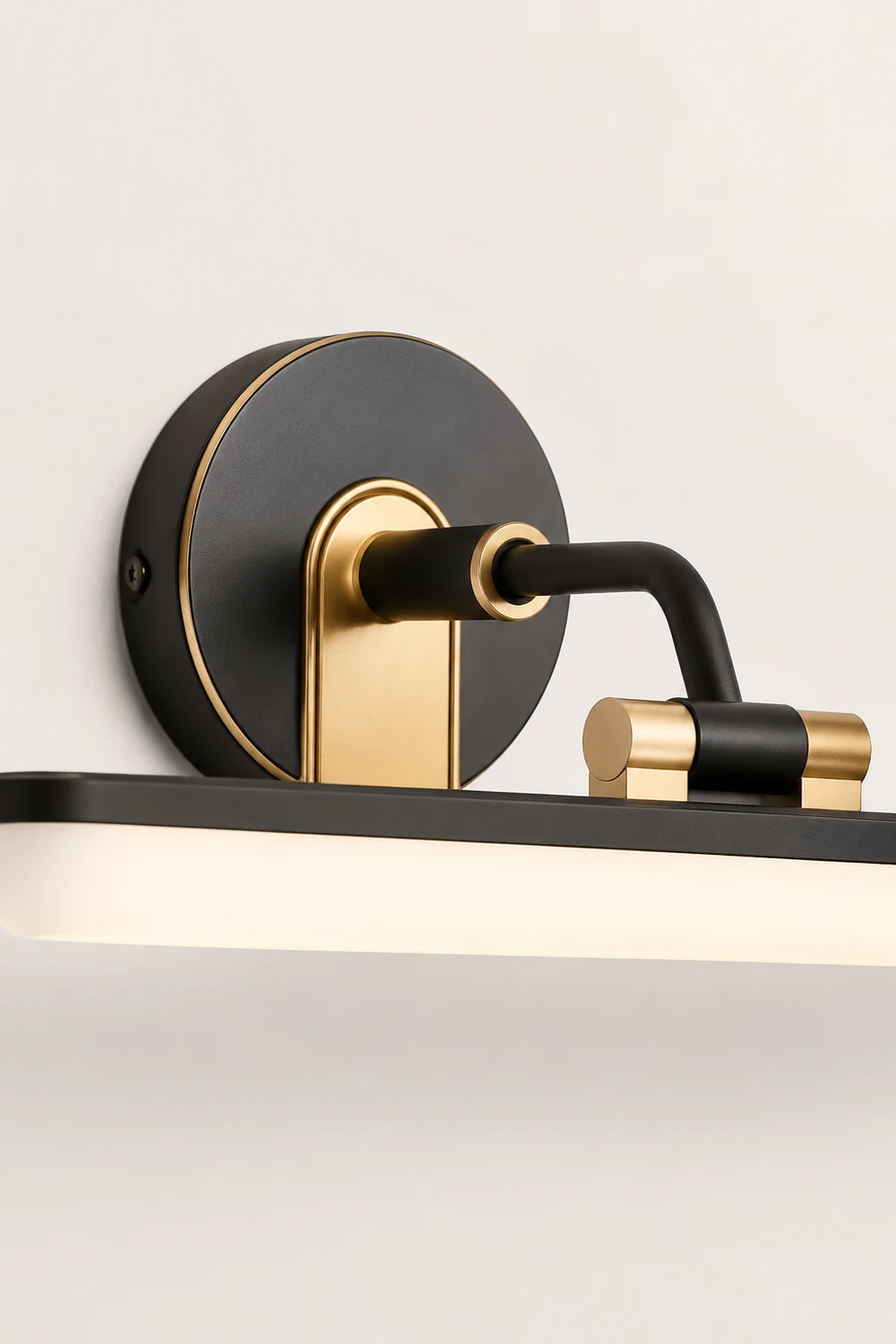 Leigh Industrial Linear Vanity Wall Lamp, Black/Brass, Bathroom - Lumpaz