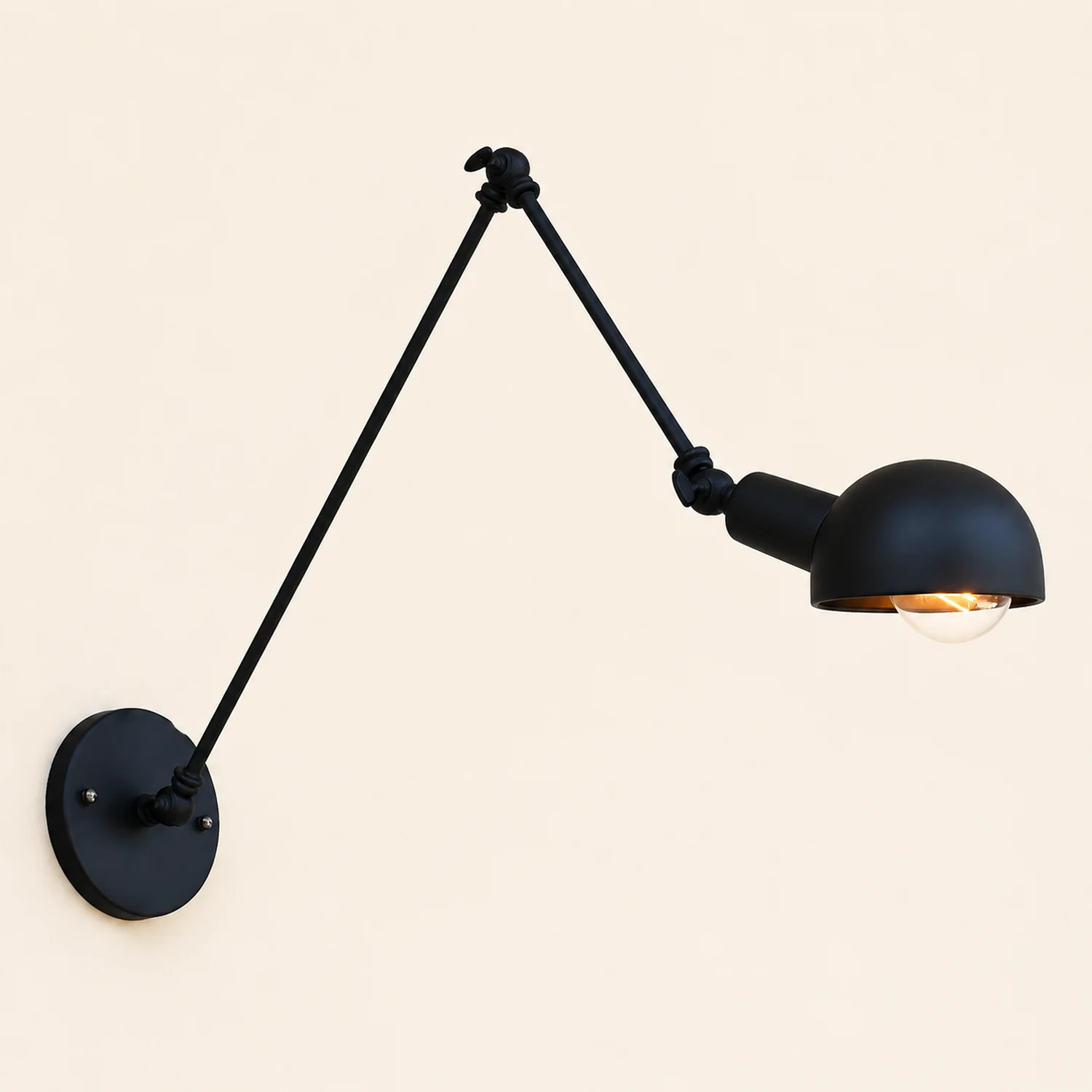 Brady Minimalist Adjustable Wall Lamp, Metal, Black, Bedroom - Lumpaz