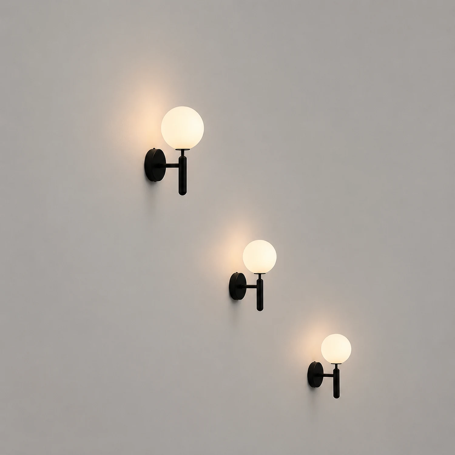 Valentina Wall Lamp Modern Globe, Metal/Glass, Black/Gold, Hallway - Lumpaz
