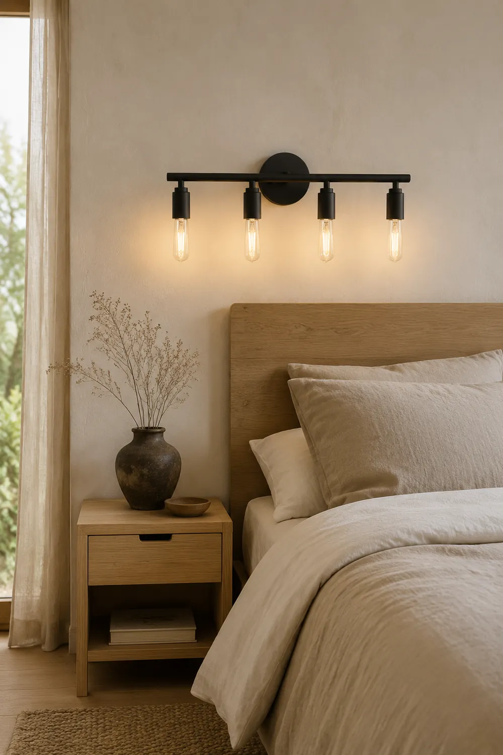 Alessio Modern Glass Vanity Wall Lamp, Black, Bathroom, 3/4 Light - Lumpaz