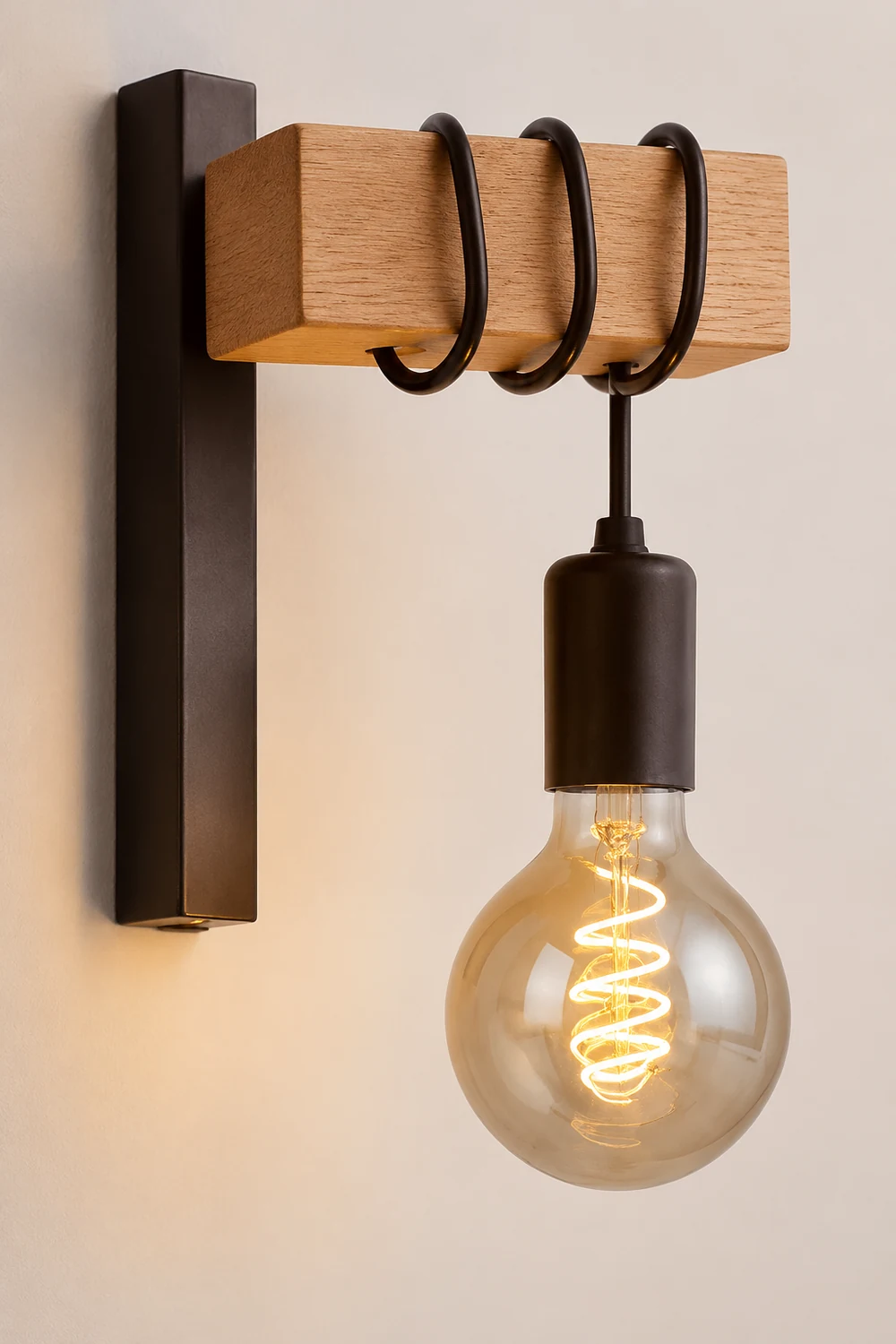 Alessio Wall Lamp Bulb Industrial, Metal, Black/White, Living Room - Lumpaz