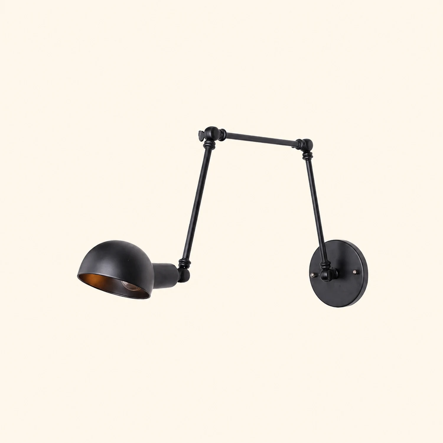 Brady Vintage Adjustable Metal Wall Lamp, Black, Bedroom - Lumpaz