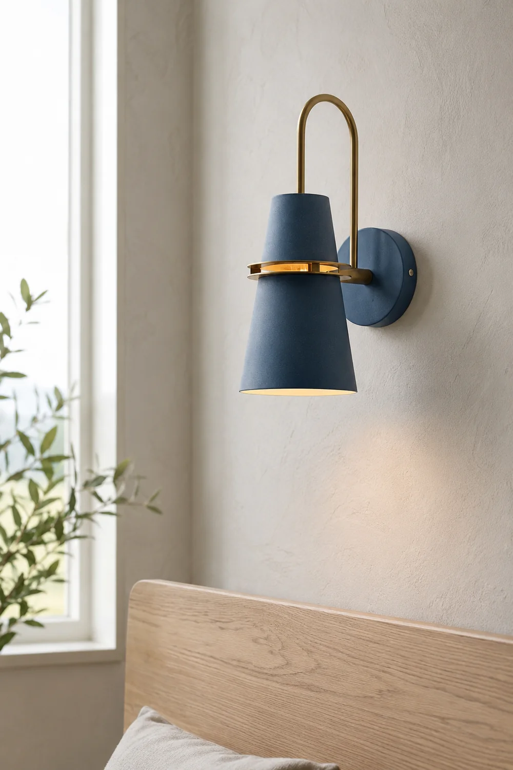 Morandi Modern Cone Metal Wall Lamp, Black/White/Blue - Lumpaz
