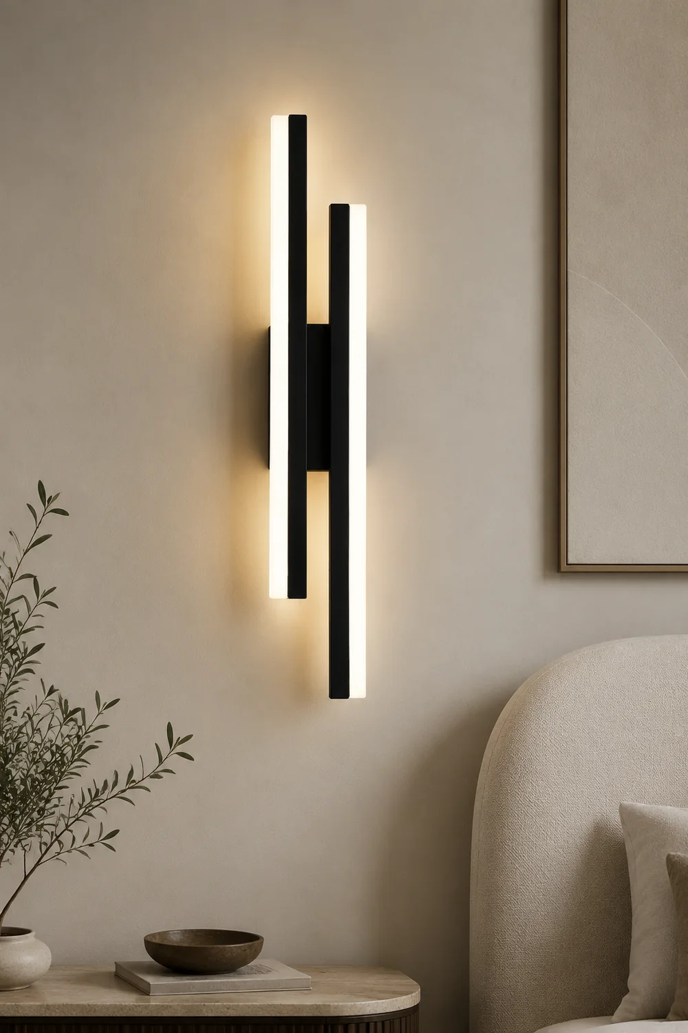 Alana Minimalist Geometric Wall Lamp, Acrylic/Metal, Black/White - Lumpaz