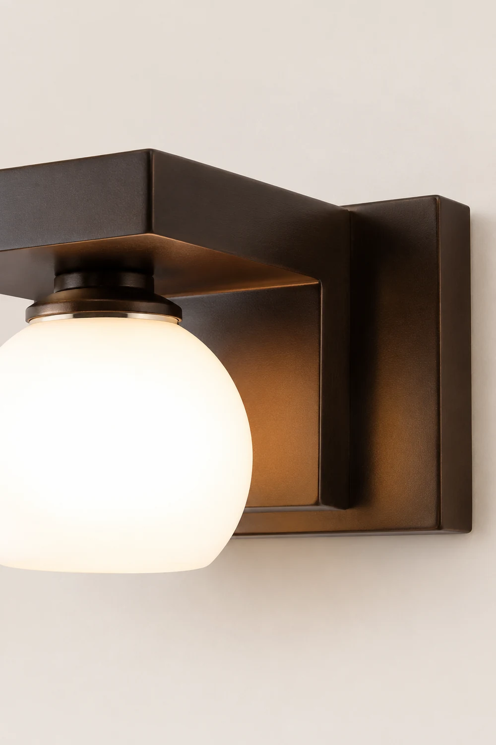 Ozawa Vintage Mirror Front Vanity Wall Lamp, Wood/Glass, Brown - Lumpaz