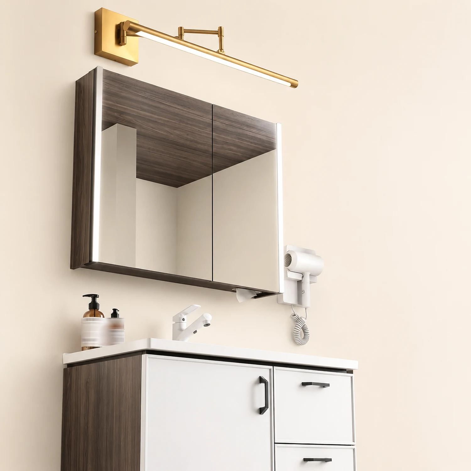 Edge Modern Adjustable Mirror Front Vanity Metal Acrylic LED Wall Lamp - Lumpaz