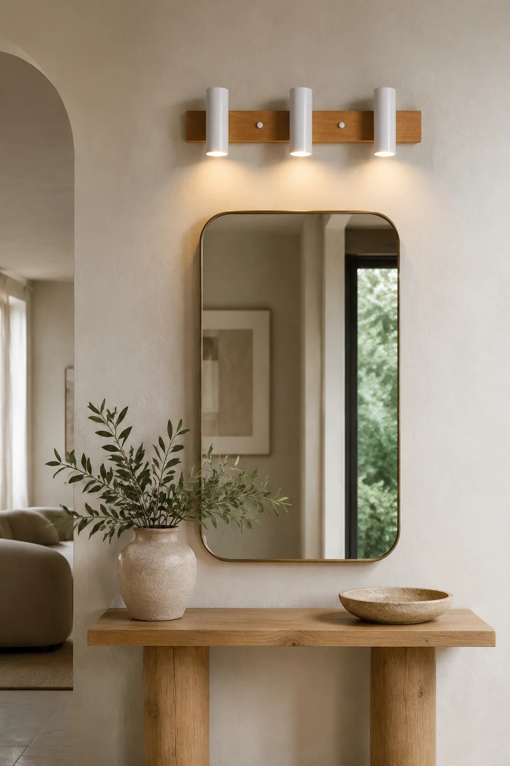 Ozawa Rotatable Spotlight Mirror Front Vanity Wall Lamp, Wood/Metal - Lumpaz