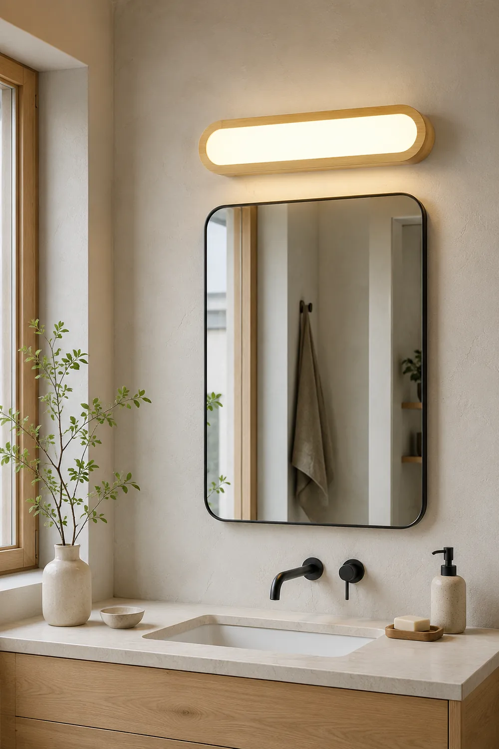 Ozawa Rectangular Wooden Energy Saving Oblong Wall Lamp - Lumpaz