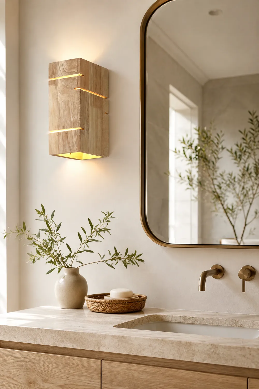 Ozawa Wall Lamp Rectangular Minimalist, Mounted Bedside, Wood, Bedroom - Lumpaz