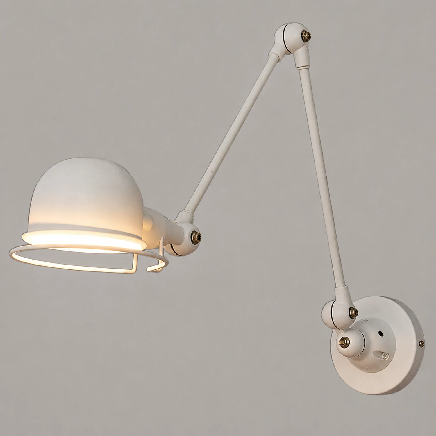 Brady Wall Lamp Dome Modern, Metal Arm Adjustable, Black/White, Bedroom - Lumpaz