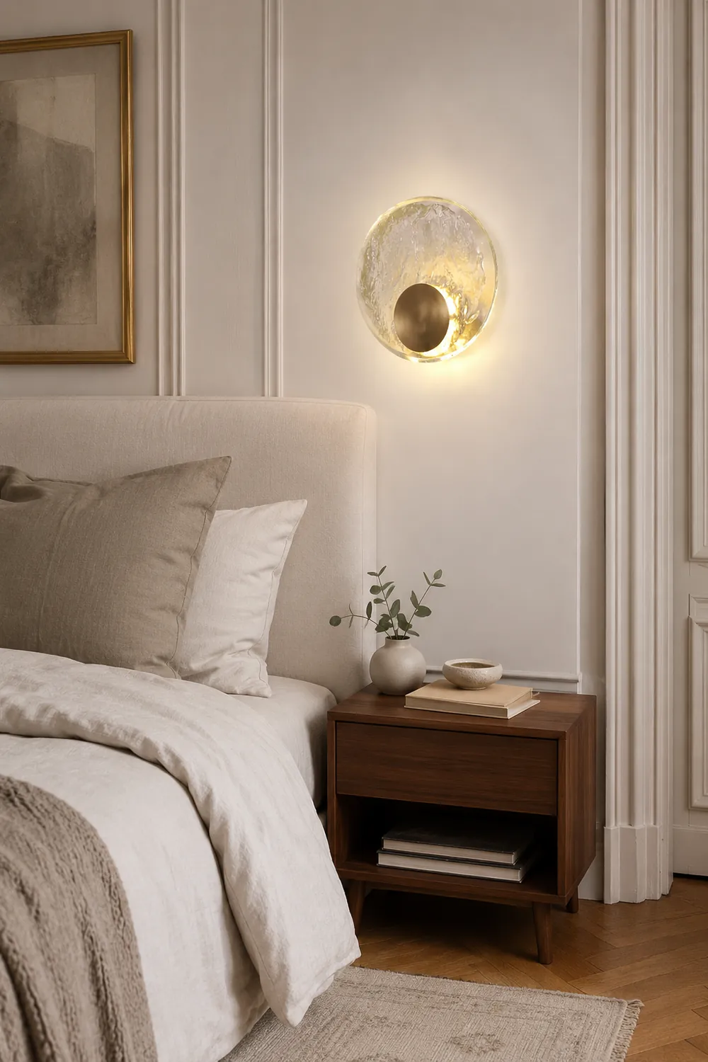 Kristy Art Deco Globe Crystal&Metal Bedroom Wall Lamp, Gold - Lumpaz