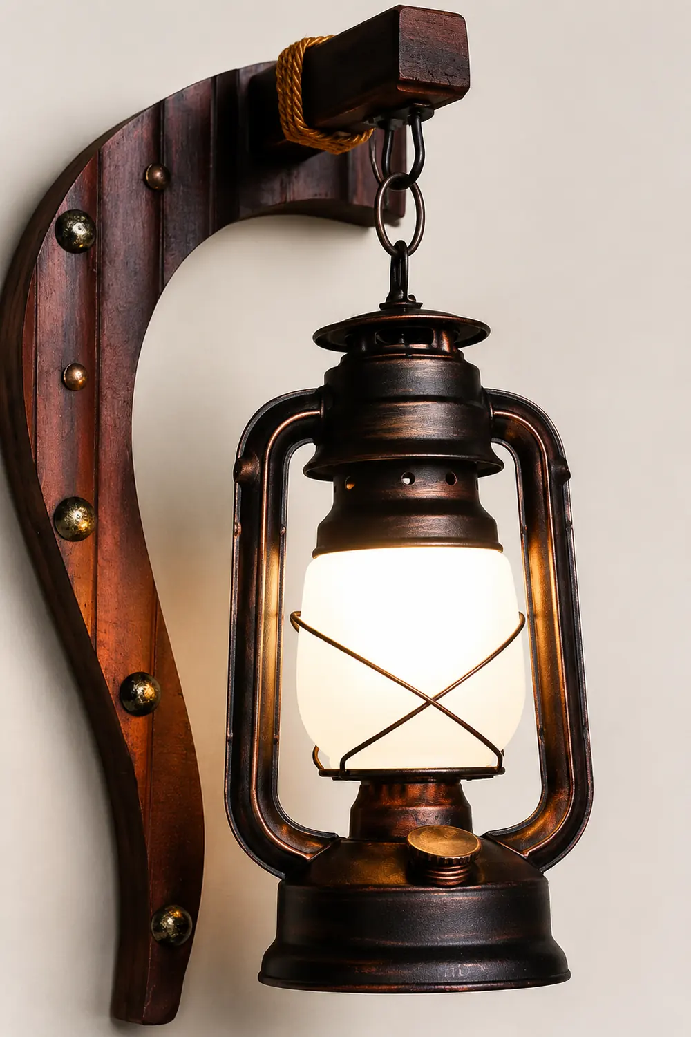 Austin Wall Lamp Minimalist Retro Arc Lampholder Wood Dark Brown, Bedroom - Lumpaz