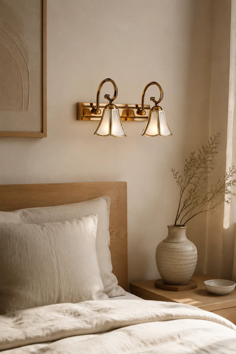 Félicie Wall Lamp Vintage Flower, Metal/Glass, Gold, Kitchen - Lumpaz
