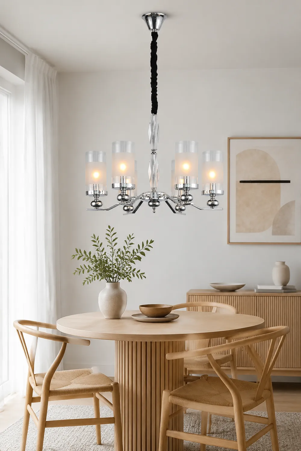 Alessio Retro Silver Metal/Glass Chandelier/Wall Lamp, Living Room - Lumpaz