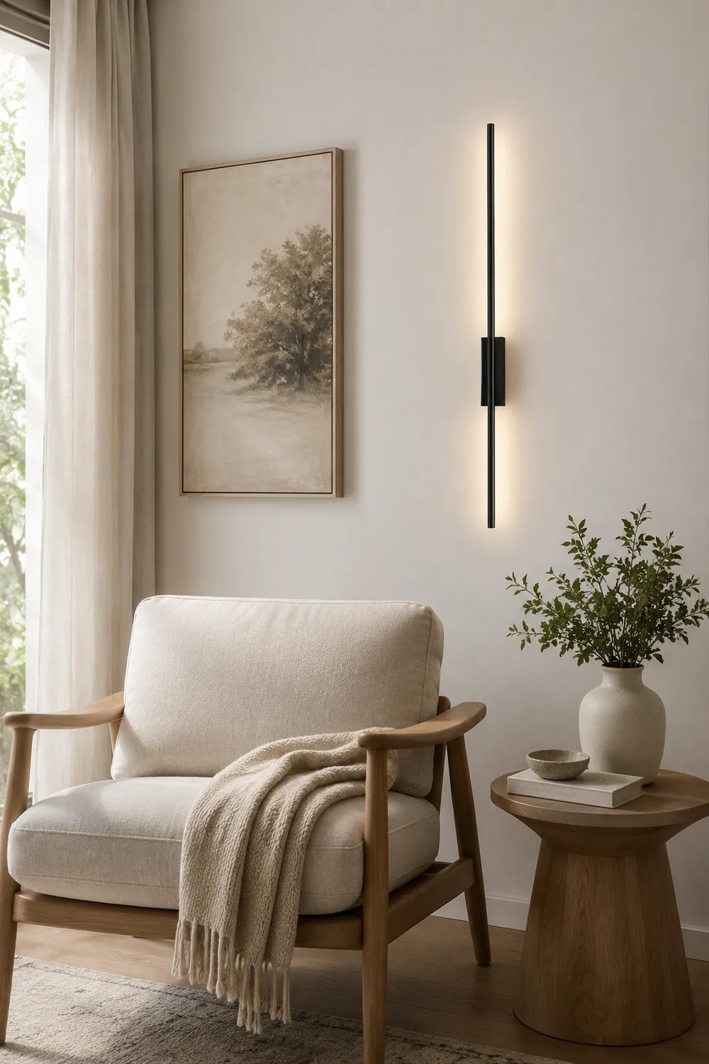 Edge Modern Linear Metal&Acrylic Bedroom Wall Lamp, Black/Brass - Lumpaz