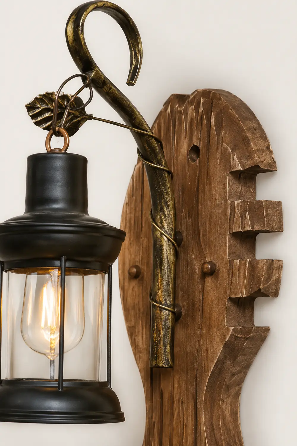 Austin Wall Lamp Fish Shape Vintage, Wood/Metal, Bedroom - Lumpaz